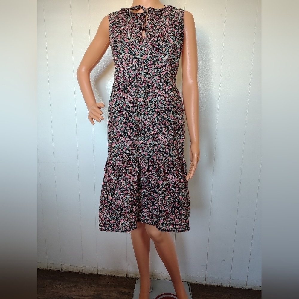 BB Dakota Black and Pink Floral Midi Dress Size XXL